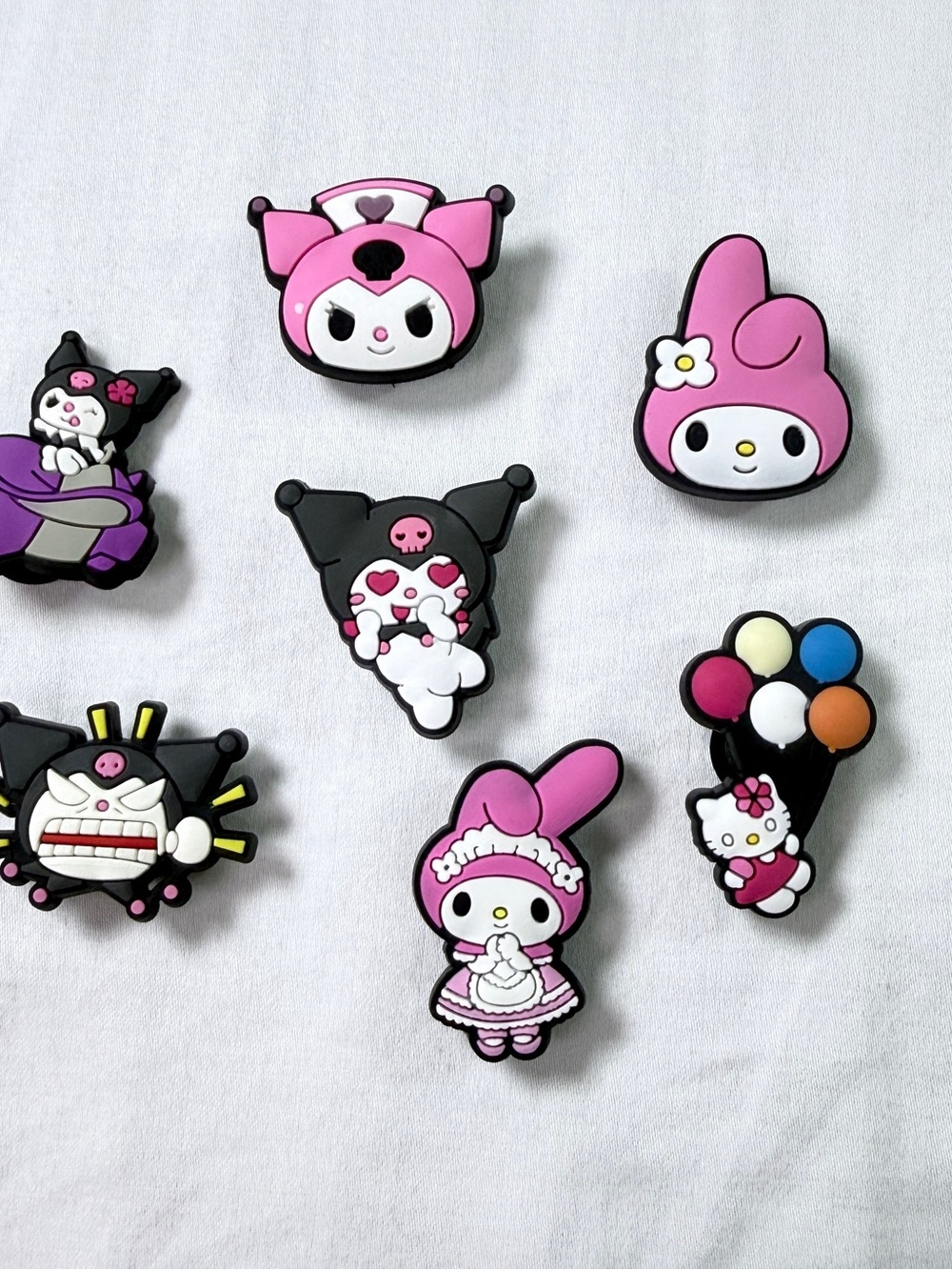 Random PVC Shoe Charm 7pcs Set for Crocs Girls Kuromi/Hello Kitty/My Melody